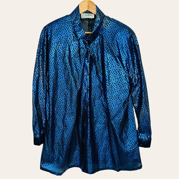 Multicolor Striped Sequin Button Down Blouse (Summer)